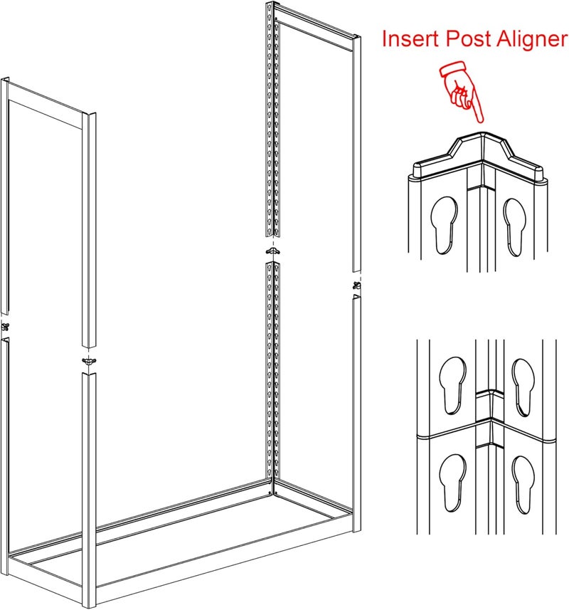 Chia Whalen Post Insert for Costco, Shelving Connectors, and SAMS Club, 5-Shelf Heavy Duty Steel Shelving Unit, Corner Connectors for Building and Alignment - Image 4